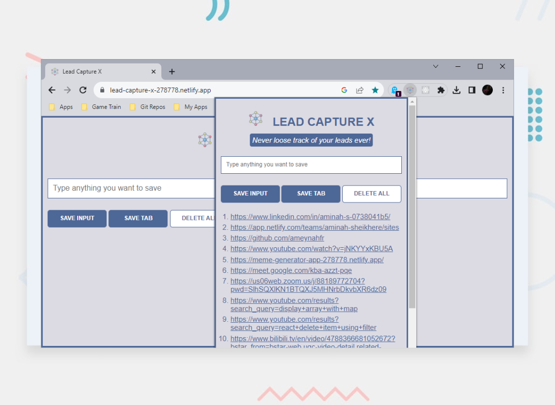 chrome extension lead capture X